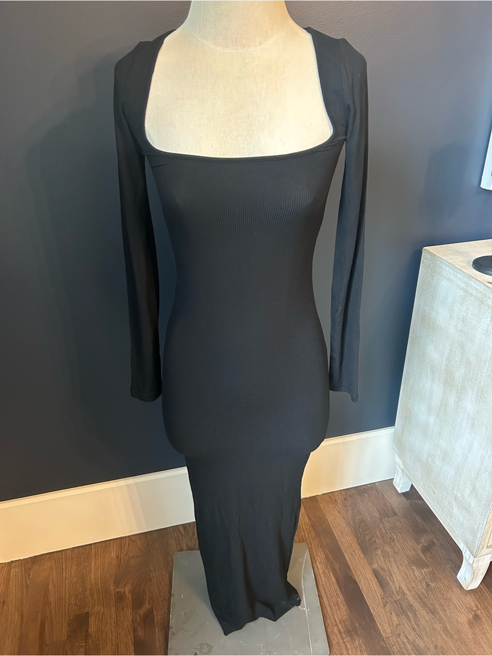 SKIMS Soft Lounge Long Sleeve Dress XS Black